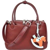 House of Leather Women's Womens Real Leather Handbag Small Top-Handle Style Beatrice Black in Burgundy