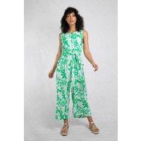 Weird Fish Women's Padra Wide Leg Printed Jumpsuit in Bright Green | Size: 22