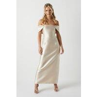 Coast Women's Honoured Petite Twill Bardot Column Midi Bridesmaid Dress in Champagne | Size: 8