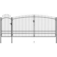 Garden Fence Gate with Spear Top 5x2.45 m Black