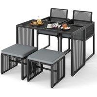 Costway 5 Pieces Patio Dining Set Outdoor Conversation Set in Grey