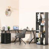 HOMCOM L-Shaped Corner PC Desk Table w/ Drawer Home Office Workstation in Black