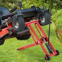 Costway Lawn Mower Lift Jack Adjustable Height & Width Folds Flat with Hydraulic Jack in Brown