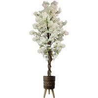 Pegdev 150cm Artificial White Cherry Blossom Tree with Elephant Planter