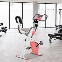HOMCOM 2-In-1 Upright Exercise Bike 8-Level Adjustable with Pulse Sensor in Pink