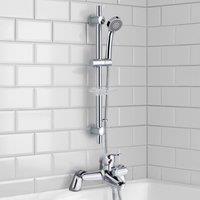 Nes Home Chrome Bath Filler Shower Mixer Tap & Slider Rail Handset Kit in Silver