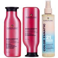 Pureology Smooth Perfection Shampoo, Conditioner & Fanatic Multi-Tasking Spray 200ml Pack in Clear