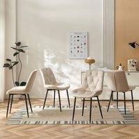 SONARA Modern Set of 4 Velvet Dining Chairs with Ergonomic Upholstered Seat in Beige