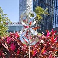 Primrose Two Sphere Metal Kinetic Wind Spinner in Silver 45cm