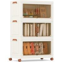 Costway 3-Pack Stackable Plastic Storage Boxes 210L Collapsible Storage Bins in White