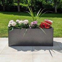 Woven Wood 100cm Zinc Silver & Black Textured Trough Planter