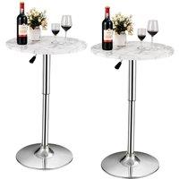 Costway 2Pcs Modern Bar Table Multifunctional Round Pub Table in White