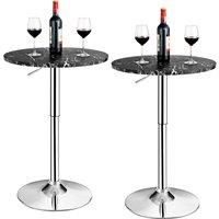 Costway 2Pcs Modern Bar Table Multifunctional Round Pub Table in Black