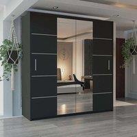 Sliding Wardrobes 4U Modern Sliding Wardrobe with LED Light W180cm x H217cm x D62cm in Black