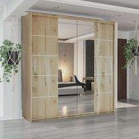 Sliding Wardrobes 4U Modern Sliding Wardrobe with LED Light W203cm x H217cm x D62cm in Light Oak