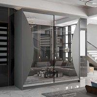 Sliding Wardrobes 4U Modern Sliding Wardrobe with LED Light W203cm x H217cm x D62cm in Grey