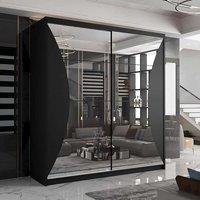 Modern Sliding Wardrobe with LED Light W150cm x H217cm x D62cm