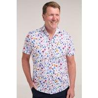 Double TWO Men's Paint Drop Print Short Sleeve Shirt | Size: 3XL