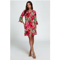 FS Collection Women's Floral Print Shirt Mini Dress In Red | Size: Large
