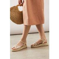 Good For the Sole Women's : Amerie Mix Material Strappy Medium Espadrille Wedges Sandals in Beige | Size: 5