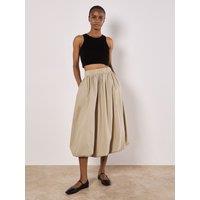 Apricot Women's Puff Hem Midi Skirt in Stone | Size: 10