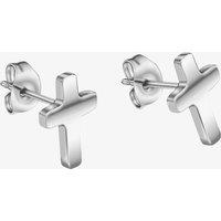 Fred Bennett Men's Stainless Steel Cross Stud Earrings E6565 in Silver