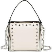 Fontanella Fashion Women's Ribelle Square Studded Chain Strap Crossbody Top-Handle Bag in Off-White
