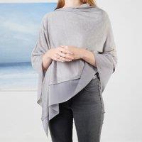 My Posh Shop Women's Fossil Grey Light Weight Wool Mix Poncho