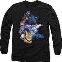Star Trek Feline Galaxy Long Sleeve T-Shirt, Black | Size: Medium