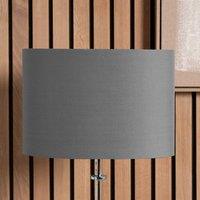 Ruma Grey Oval Poly Cotton Lamp Shade for Table Lamps | Size: 12 inches