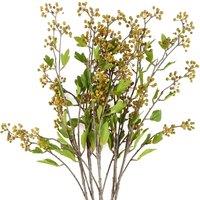 Pegdev Pack of 6 90cm Artificial Yellow Berry Stem Bright Display Stems