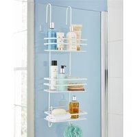 House of Home Shower Caddy 3 Tier Bathroom Over The Door Storage Organiser Hanging Basket With Shelving in White