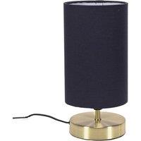 ValueLights Francis Brushed Gold Dimmable Touch Table Lamps with Fabric Shade in Navy