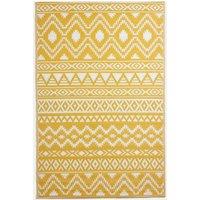 Homescapes Luxury Outdoor Rug Waterproof Reversible for Garden, Yellow Anna Aztec | Size: 75 cm x 200 cm