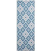 Homescapes Luxury Outdoor Rug Waterproof Reversible for Garden, Blue Mia Aztec | Size: 75 cm x 200 cm