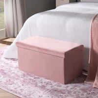 OHS Folding Ottoman Storage Box Footstool Tub Space Saving Velvet Seat in Dusty Pink