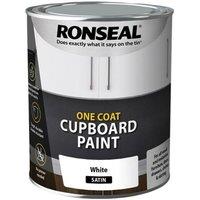 Ronseal One Coat Cupboard Paint White Satin 750ml
