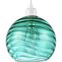 Happy Homewares Modern Designer Circular Ribbed Glass Non Electric Pendant Lamp Shade in Dark Green