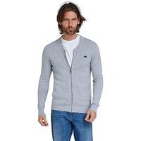 Raging Bull Men's Knitted Baseball Cardigan in Grey | Size: Large