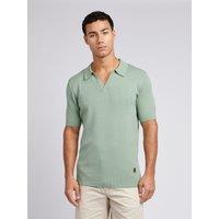 U.S. POLO ASSN. Men's Texture Open Collar Knit Polo Shirt in Light Green | Size: 2XL