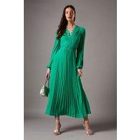 Coast Women's Pleat Detail Lace Trim Maxi Dress in Green | Size: 8