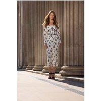 Star by Julien Macdonald Women's Floral Lace Corset Midi Dress in White | Size: 12