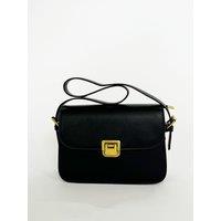 Black Shoulder Bag with Gold Clasp Fastening