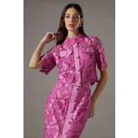 Coast Women's Lace Pearl Button Shirt in Pink | Size: 8