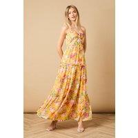 Oasis Women's Rosette Detail Halterneck Midi Dress in Yellow | Size: 10