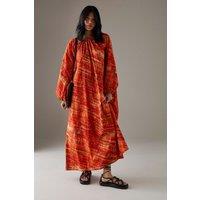 Cotton Trapeze Smock Midi Dress
