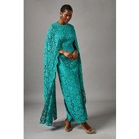 Coast Women's Lace Cape Gown in Emerald | Size: 10
