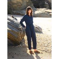 Celtic & Co Women's Twill Long Sleeve Jumpsuit in Mid Navy | Size: 10