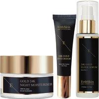 Erth Skin London Women's 24K Gold Anti-Wrinkle Trio: Serum, Night Cream & Eye Cream in Black