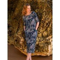 Celtic & Co Women's Linen / Cotton Button Back Dress in Blue | Size: 8